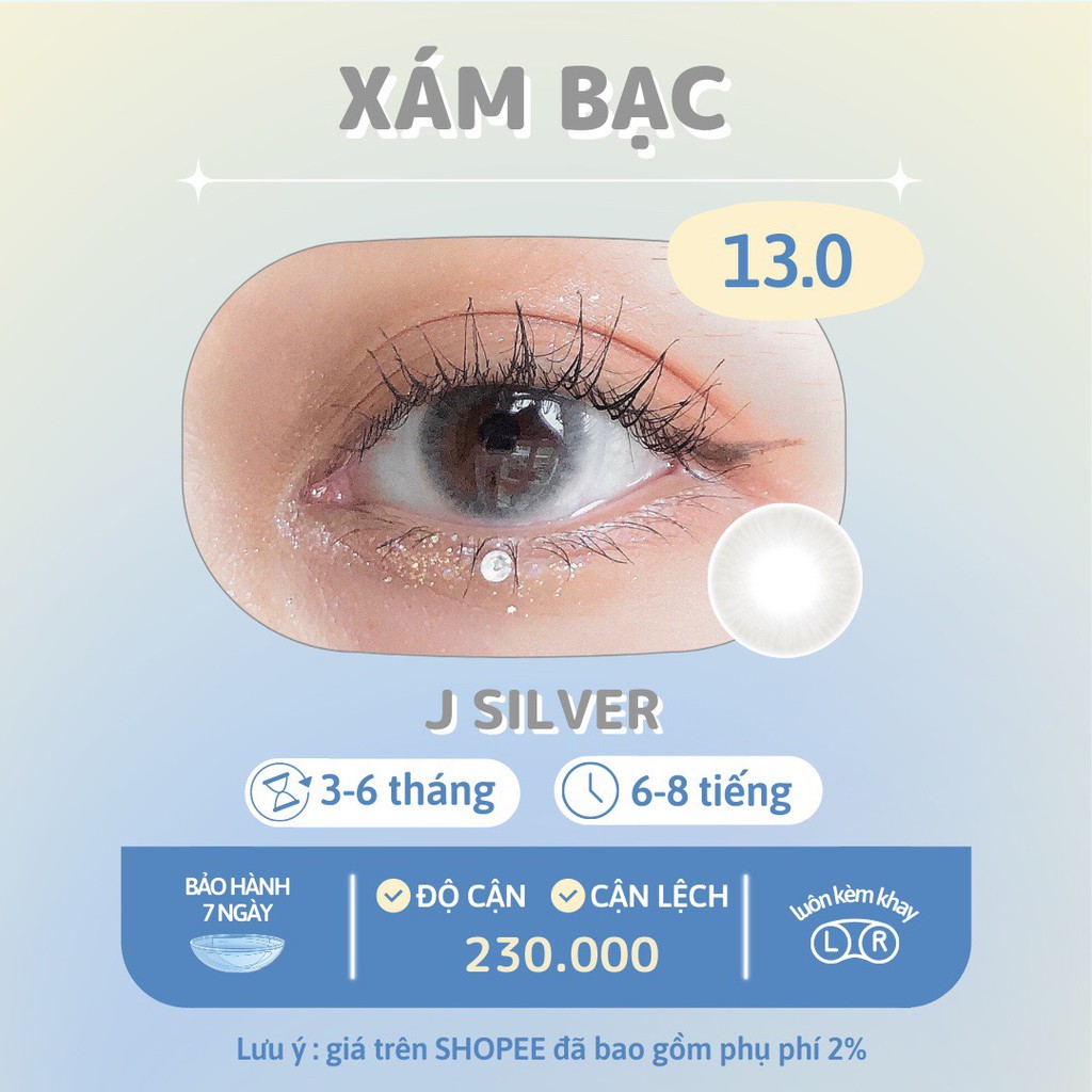 Kính áp tròng xám bạc J Silver - Made in Korea | Hạn sử dụng 3-6 tháng