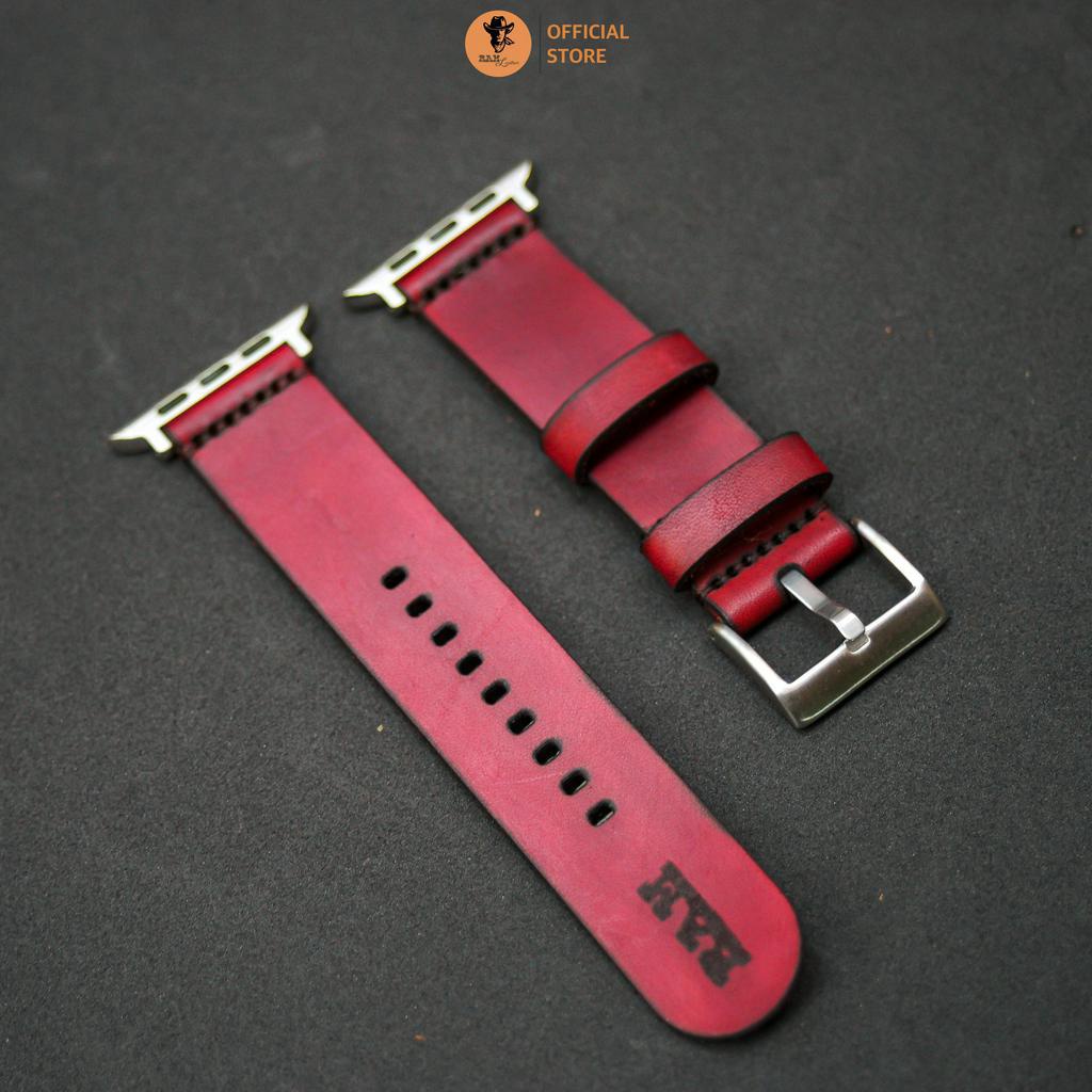 Dây Đồng Hồ Da Thật RAM Leather Simple 4 Da Bò Đơn Đỏ Đô Bền Đẹp