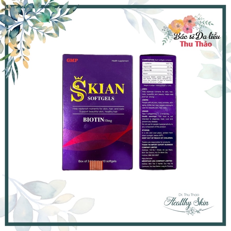 VIÊN UỐNG HỖ TRỢ TÓC - SÁNG DA SKIAN BIOTIN SOFTGELS