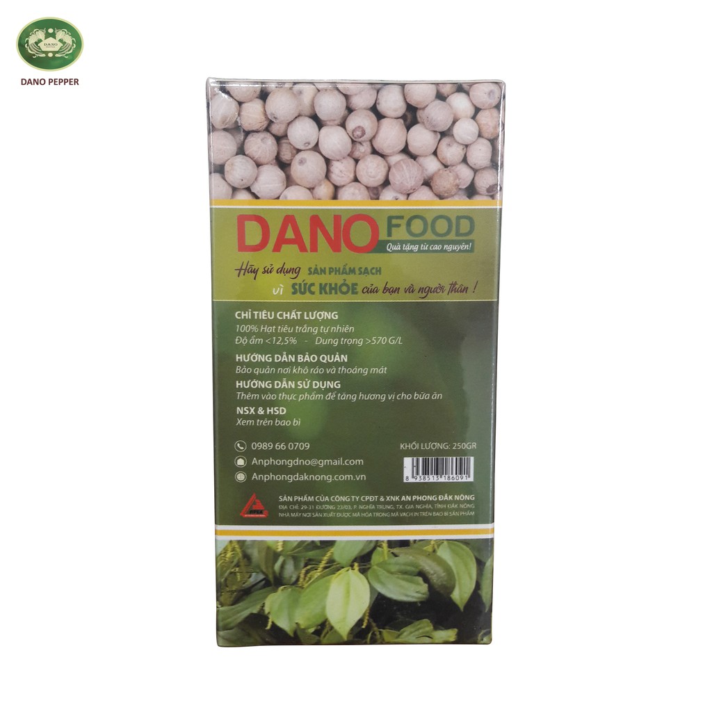 White Pepper - Dano Food 250g Hạt Tiêu Trắng sạch, cay, màu trắng đẹp, nồng vị 600g/l tại vườn Đắk Nông ĐNTT