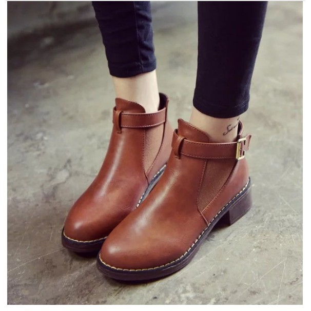 Giày boot chelsea đế thấp 1 khóa phong cách retro cá tính sang trọng S426