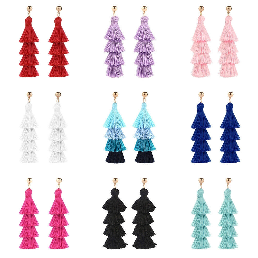 Khuyên tai tua rua nhiều tầng phong cách Bohemian cổ điển dành cho nữ