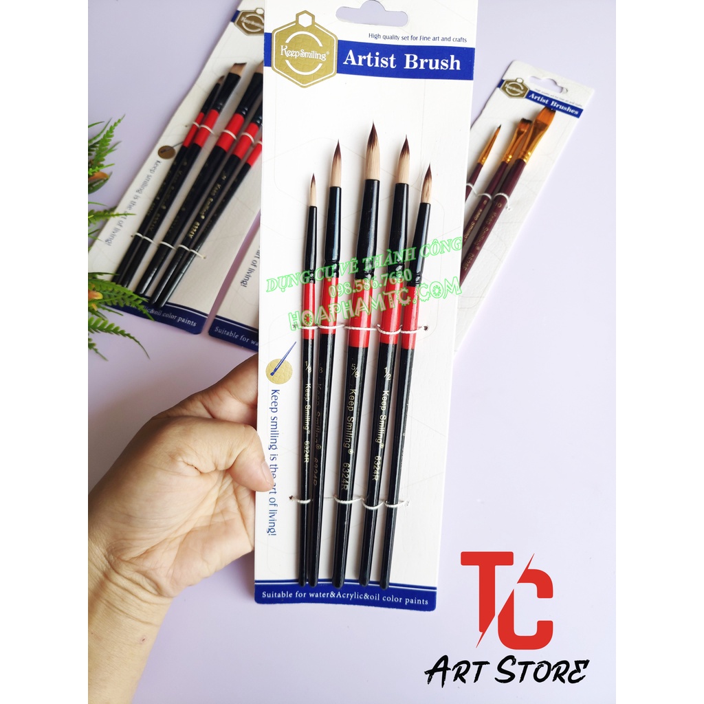 [DCV Thành Công] - Bộ cọ vẽ màu Nước, Acrylic KEEP SMILING