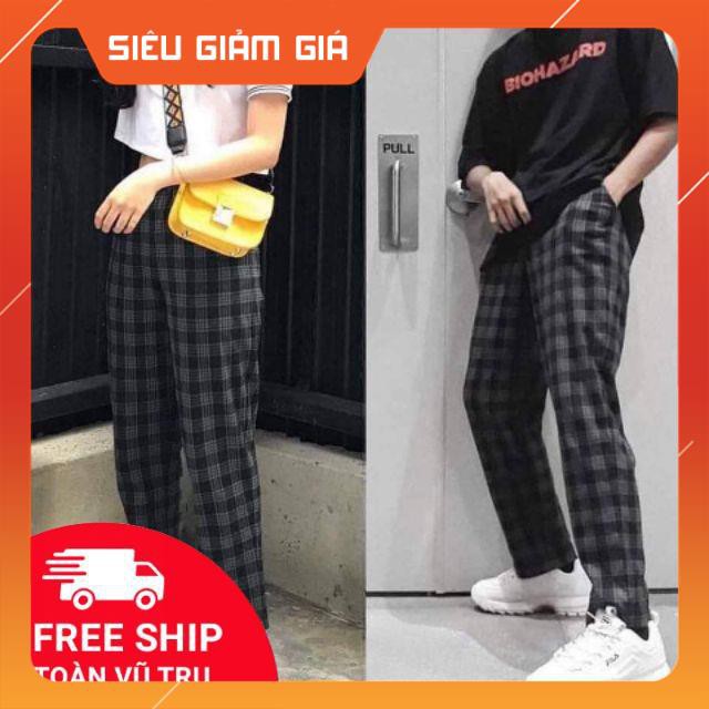 [Hình thật] quần sọc caro plaid pants nam nu Unisex