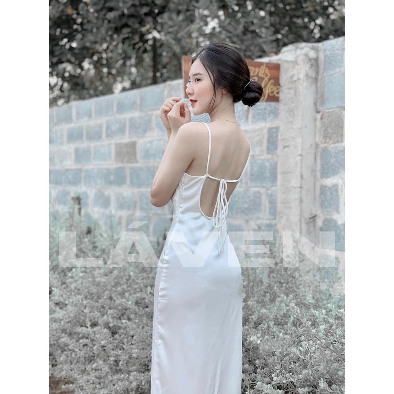 [Mã SKAMA06 giảm 8% tối đa 50K đơn 250K] Đầm body xẻ tà phi lụa nơ lưng có mút ngực hình thật+video | BigBuy360 - bigbuy360.vn