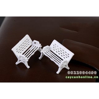 Ghế trắng dài phụ kiện trang trí tiểu cảnh cây cảnh sân vườn mini