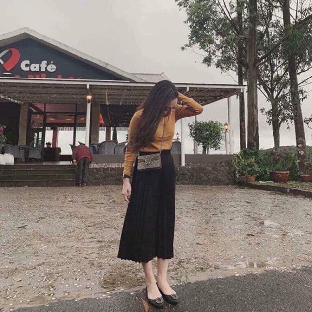 Chân Váy Xếp Ly Midi Loại 1 💖FREESHIP💖 Chân Váy Midi Xếp Ly Dập Ly Cực Đẹp | BigBuy360 - bigbuy360.vn