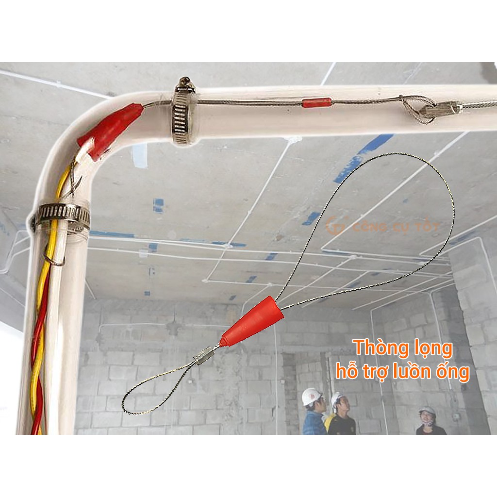 Thòng lọng cột dây mồi luồn ống điện