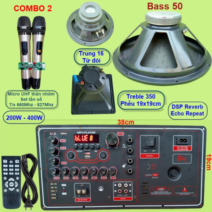 Mạch loa kéo 5 tấc đơn 3 đường tiếng Reverb DSP chạy FET công suất 200W 8 ôm – 400W 4 ôm - VR Ngang