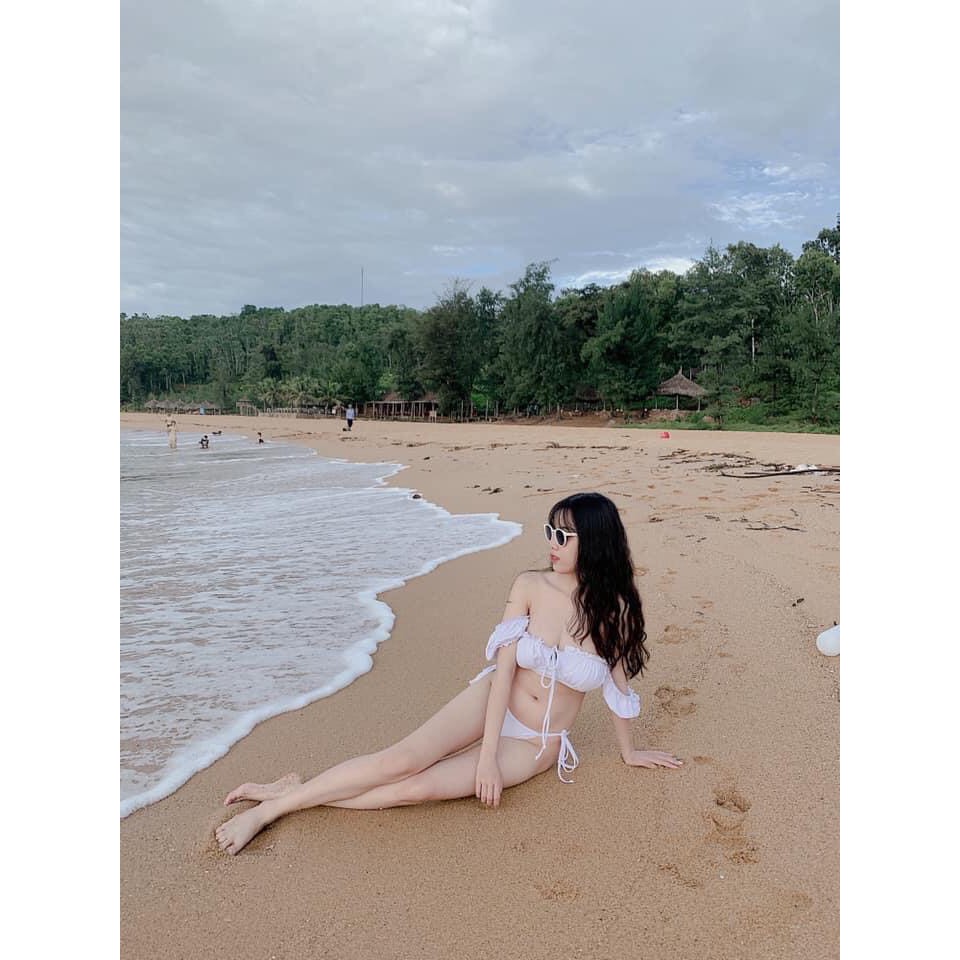 Bikini 2 mảnh CHIP áo cúp ngực TAY CON trễ vai xinh xắn nhiều màu