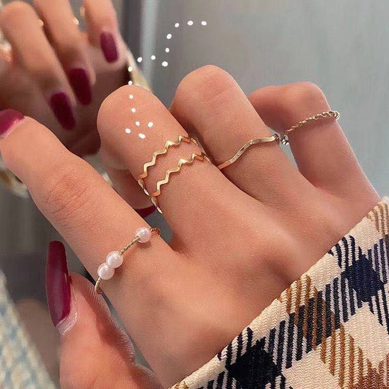 𝑭𝑹𝑬𝑬𝑺𝑯𝑰𝑷  Set 5 Nhẫn mạ vàng/bạc thời trang cho nữ