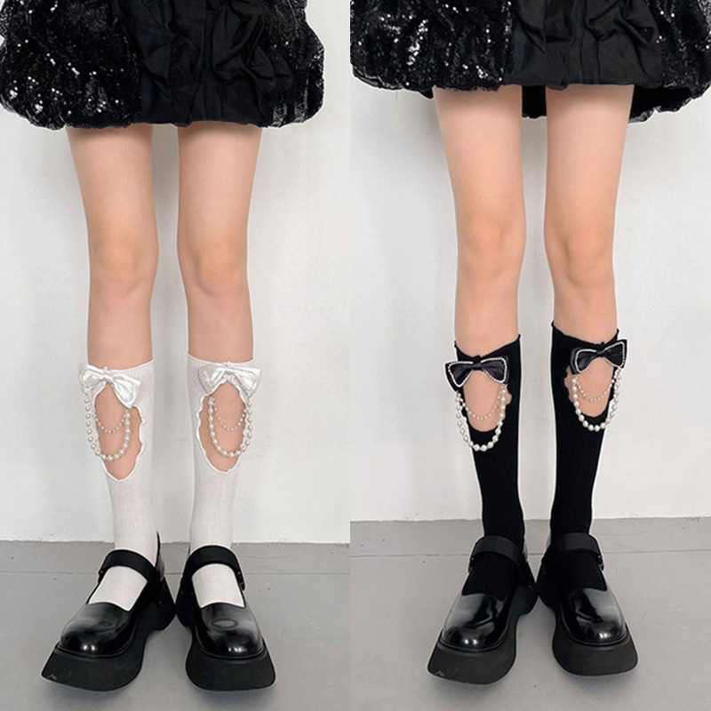 XIXI 1 Đôi Tất Chân Đính Nơ Thời Trang Nữ Tính