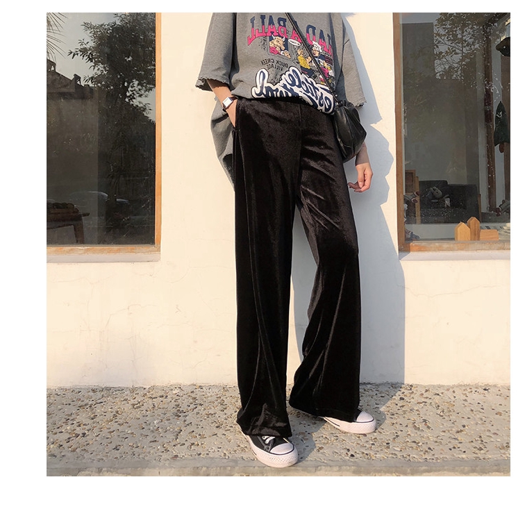 SUXI Quần ống rộng phong cách retro Hàn Quốc