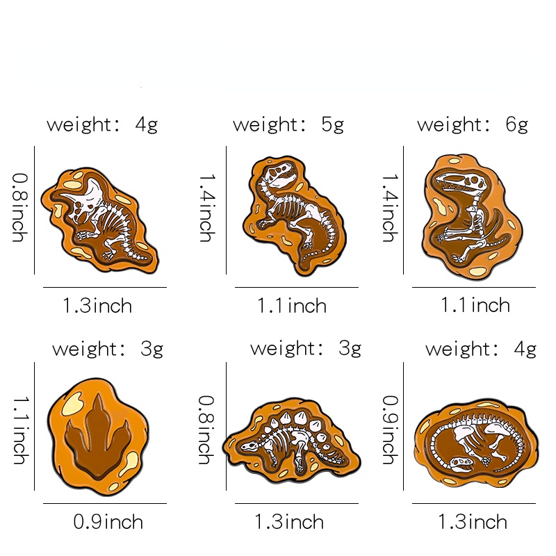 Huy Hiệu Cài Áo Hình Khủng Long / Đầu Lâu Hóa Thạch / Khủng Long Tráng Men Độc