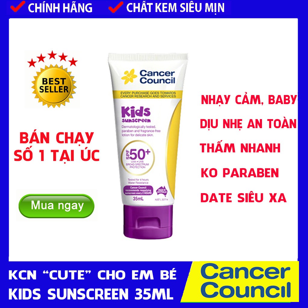 [CHÍNH HÃNG] Kem chống nắng baby Cancer Council Kids Suncreen MINI 35ml SPF50/PA++++