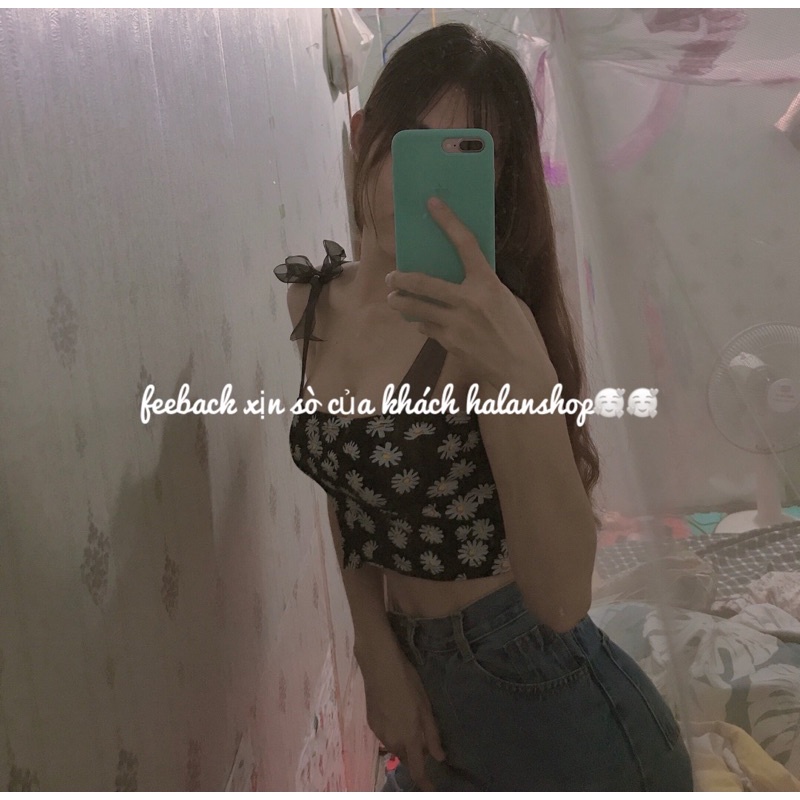 áo hai dây ruy băng hoa cúc thời trang