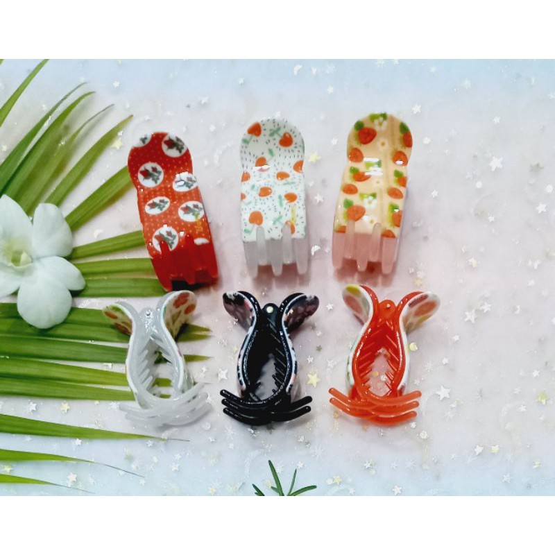 Kẹp Tóc Càng Cua 5 Răng Hoa Văn Xinh Xắn Hàng Thái Bền Đẹp