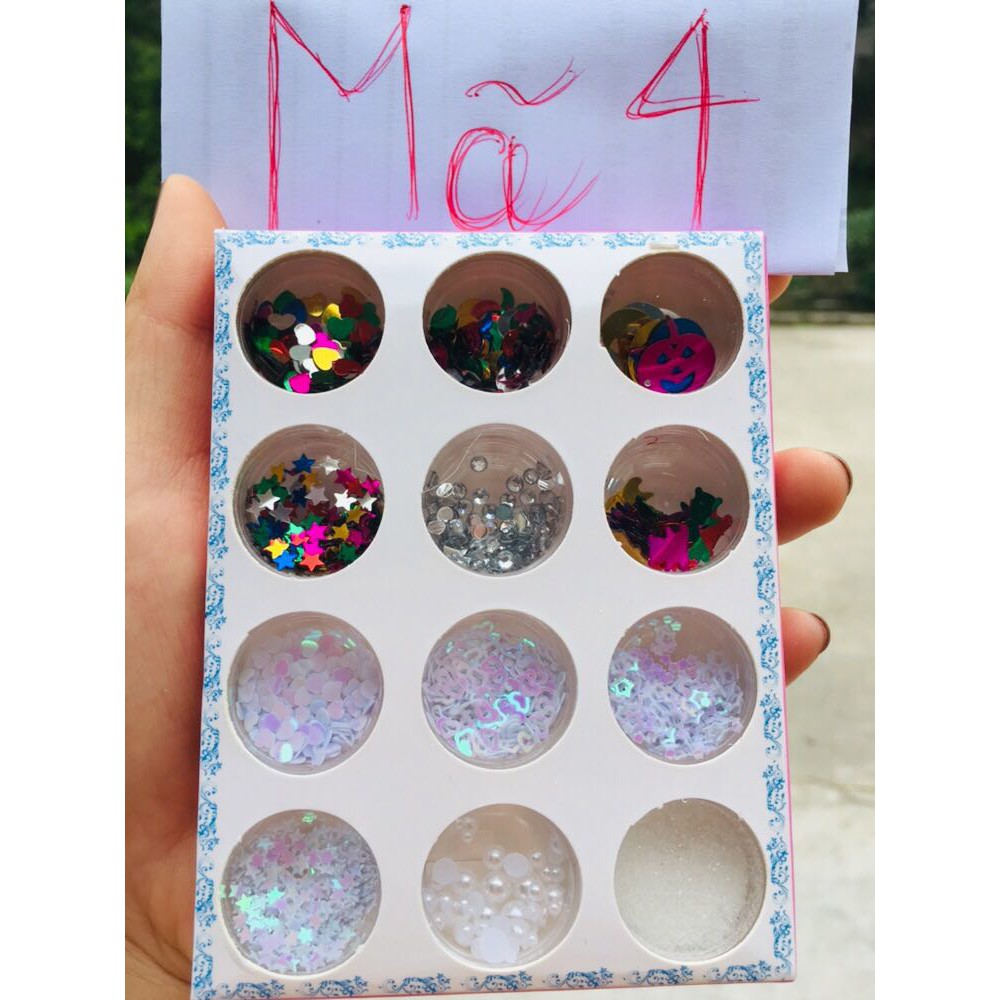 Sét kim tuyến 12 ô -Nhũ mắt gilter kim tuyến trang điểm Make up Phong cách Korea - Hoặc trang trí móng tay Nail.