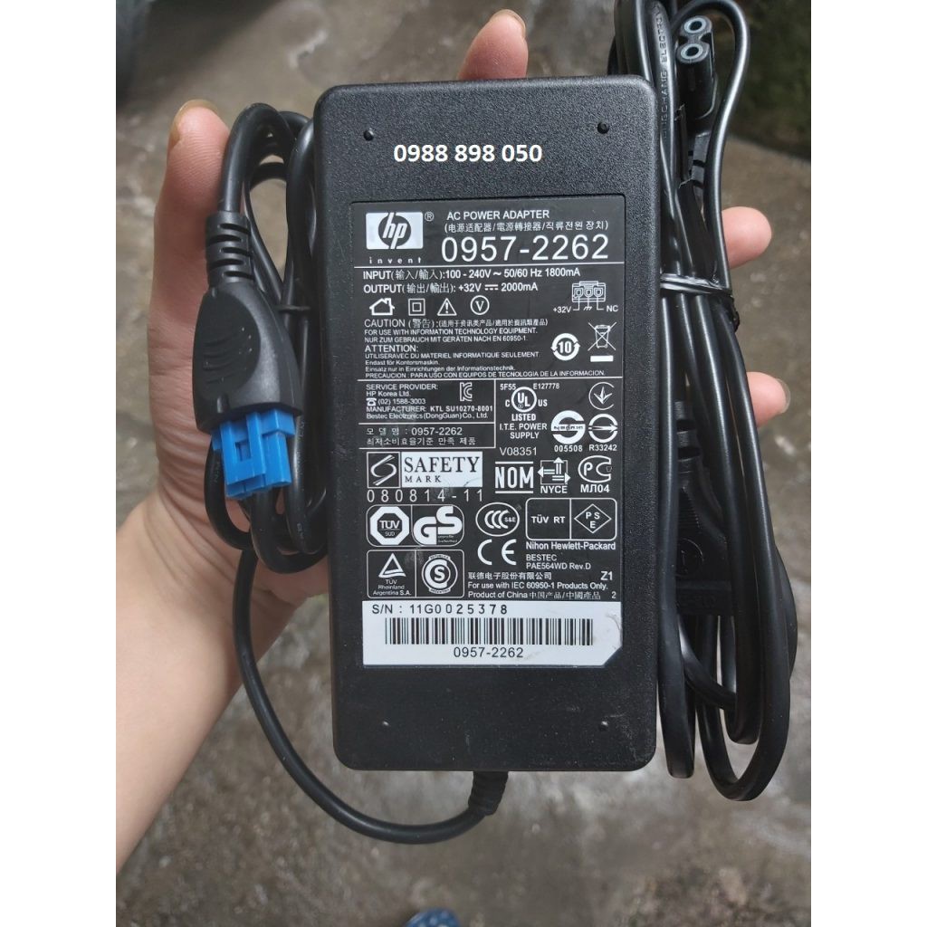 Adapter HP 32v 2a (2000ma) chân dẹp 3 lỗ