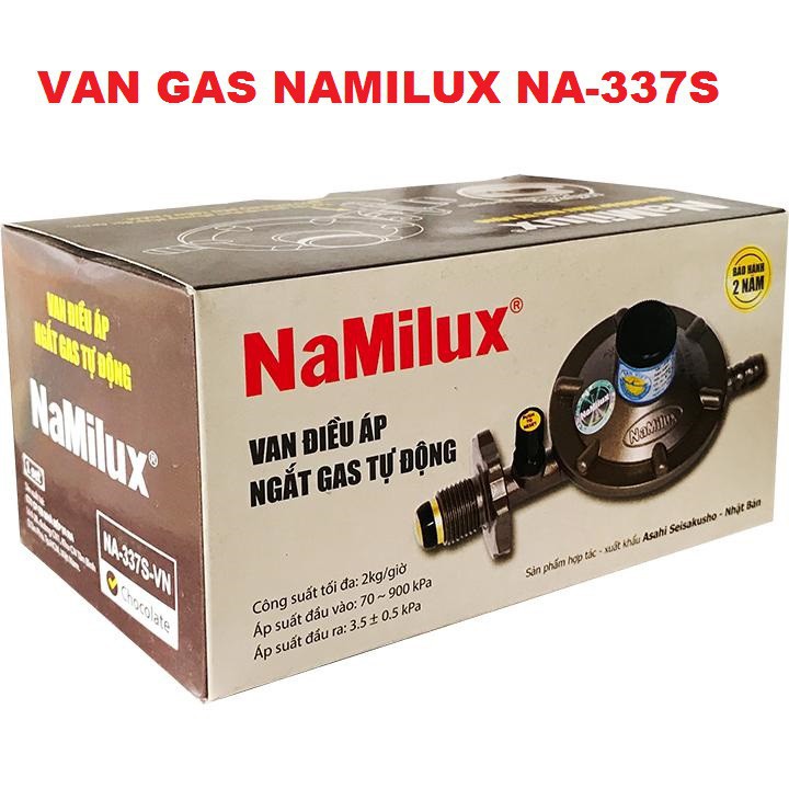 Van gas ngắt tự động Namilux và 1,5m dây gas 3 lớp màu cam - Dây Lõi Thép + 2 cổ dê