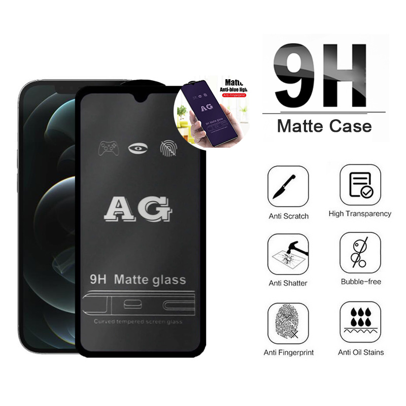 AG Matte Kính Cường Lực Full Màn Chống Vân Tay Mồ Hôi iPhone 12 11 Xs Pro Max Mini Xr X 8 7 6s 6 Plus SE 2020 Anti Fingerprint blue Screen Protective Full Cover Film