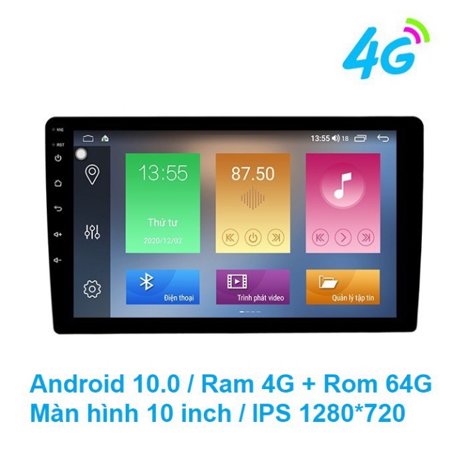 Màn hình DVD Android dành cho ô tô thương hiệu Phisung: Kích thước màn hình 9 và 10inch 4G, Wifi, Ram 4G, Rom 64G {CHÍNH