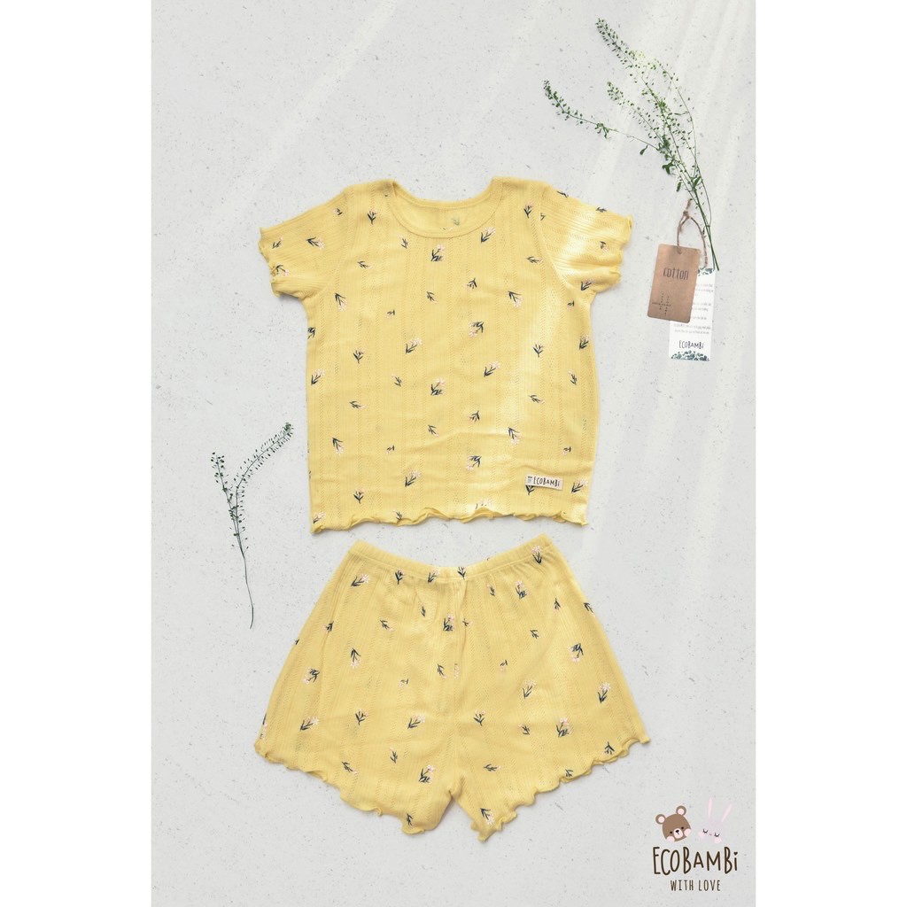 [Mã BMCAMP20 giảm 20K đơn 99K] Bộ cotton thun Hàn bé gái TAY NGẮN kiểu dệt jacquard Ecobambi