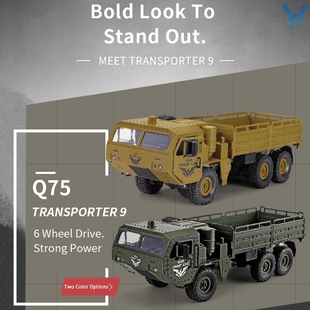 Đồ chơi xe tải quân đội JJRC Q75 RC 6WD 2.4GHZ kèm phụ kiện