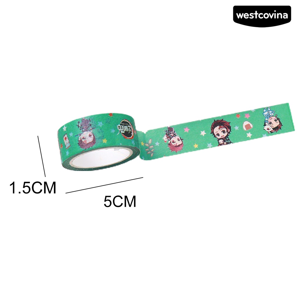 [Hot]✍Cuộn Băng Keo Washi Họa Tiết Hoạt Hình Demon Slayer Dán Trang Trí Sổ Tay