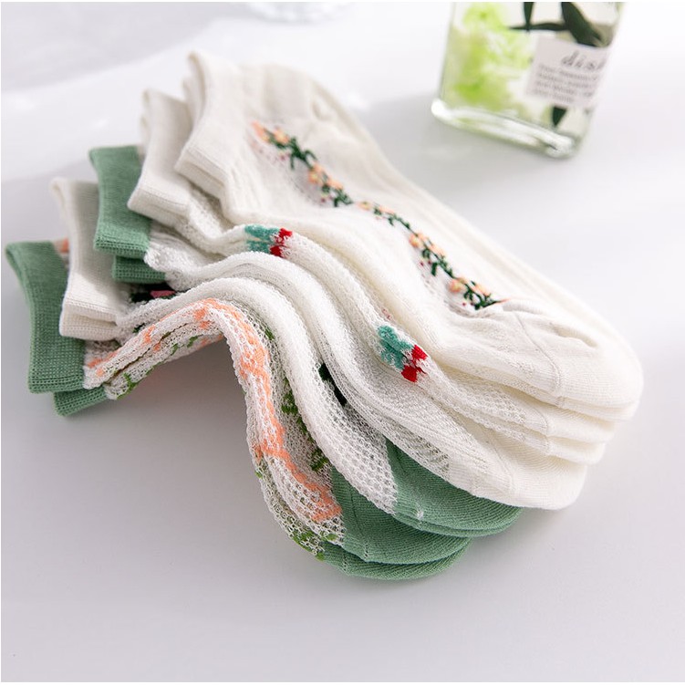 Tất Nữ Ngắn Cổ Lưới Họa tiết Hoa Xinh ( TC146 )