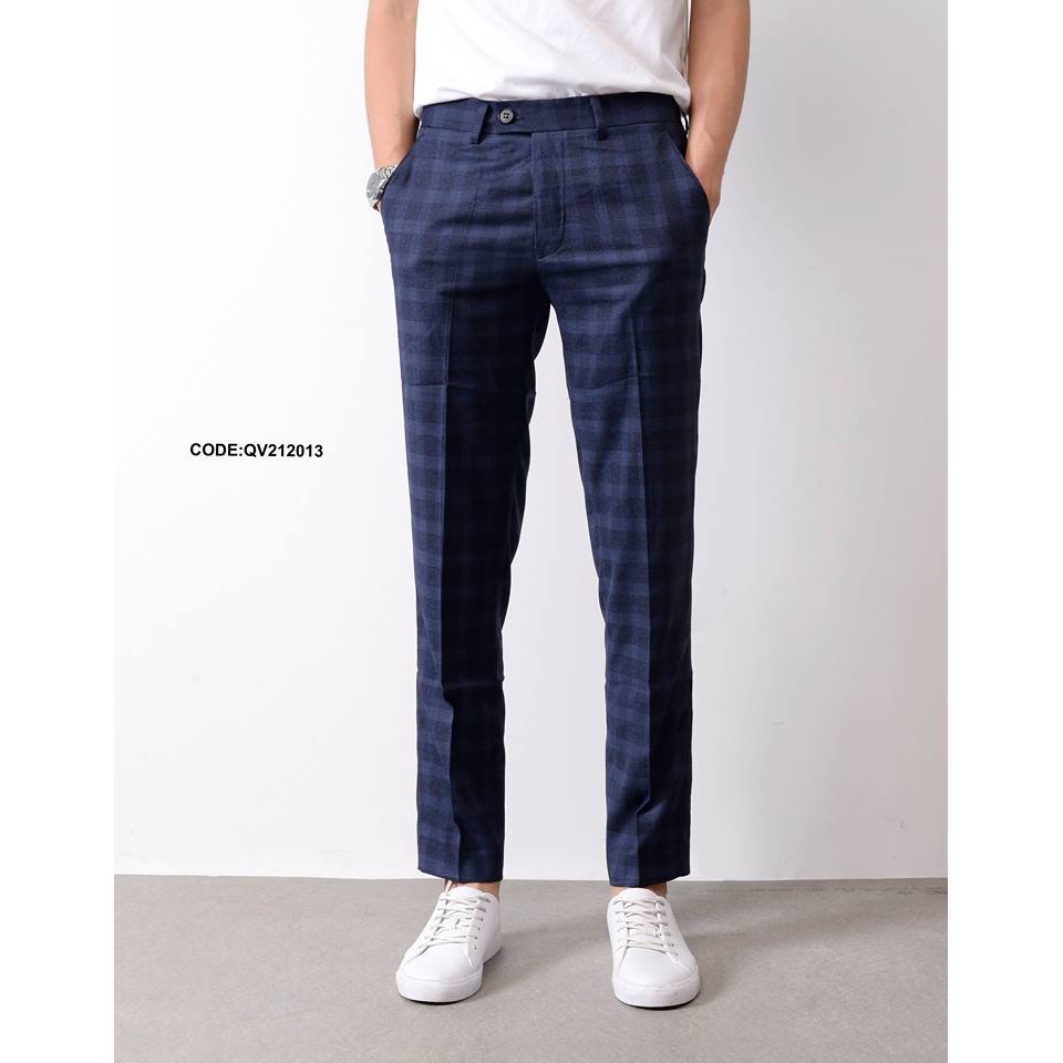 Quần tây Caro Navy SLIMFIT đẹpcháyhàng ae ạ  co giãn nhẹ  1 chiếc quần âu nam chất đẹp lẫn dáng đẹp