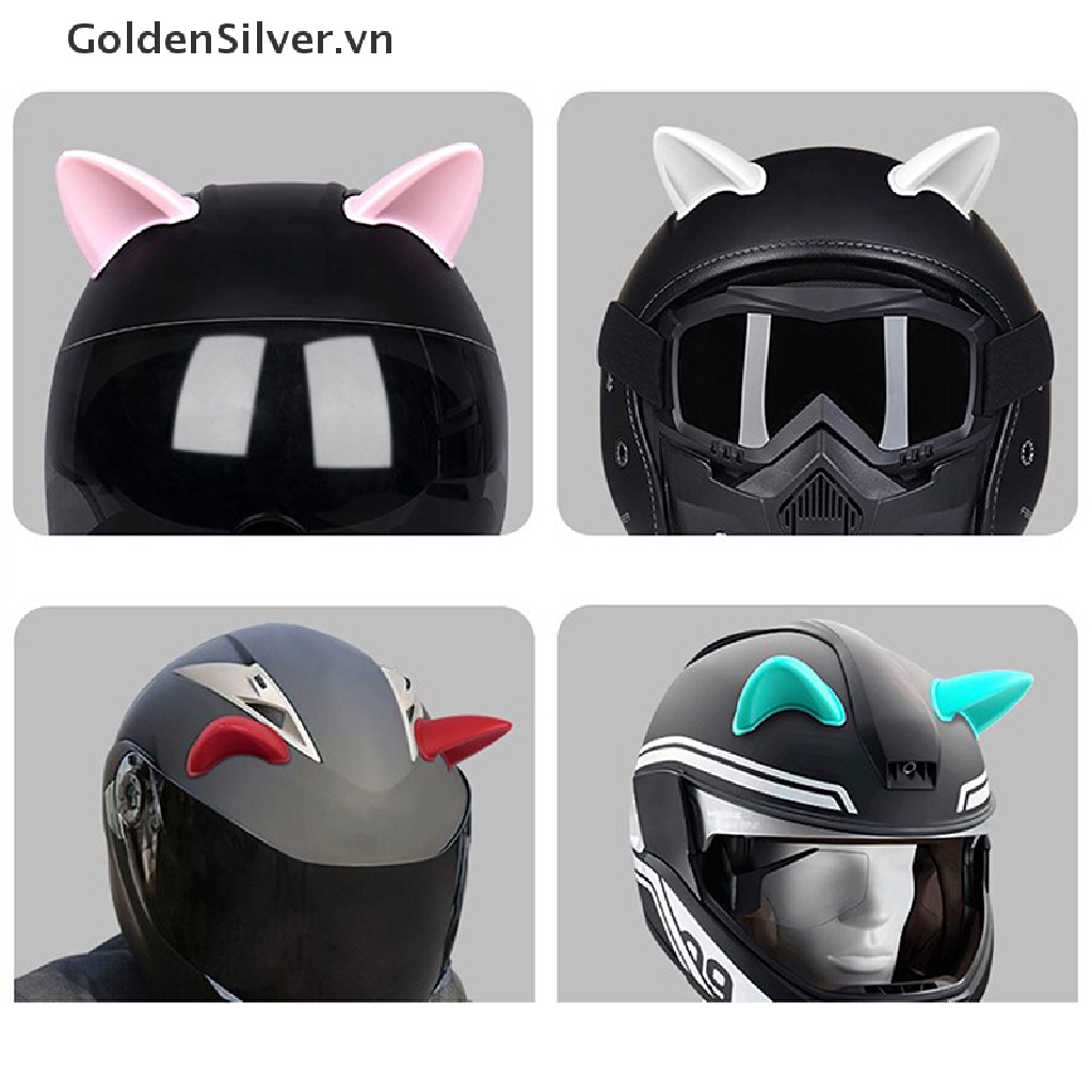 Set 2 Miếng Dán Trang Trí Mũ Bảo Hiểm Hình Tai Mèo Dễ Thương