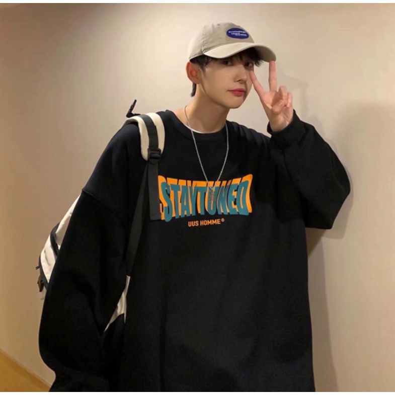 Áo Sweater Cổ Tròn Dáng Rộng In Họa Tiết Đơn Giản Thời Trang Thu Đông Mới Cho Nam