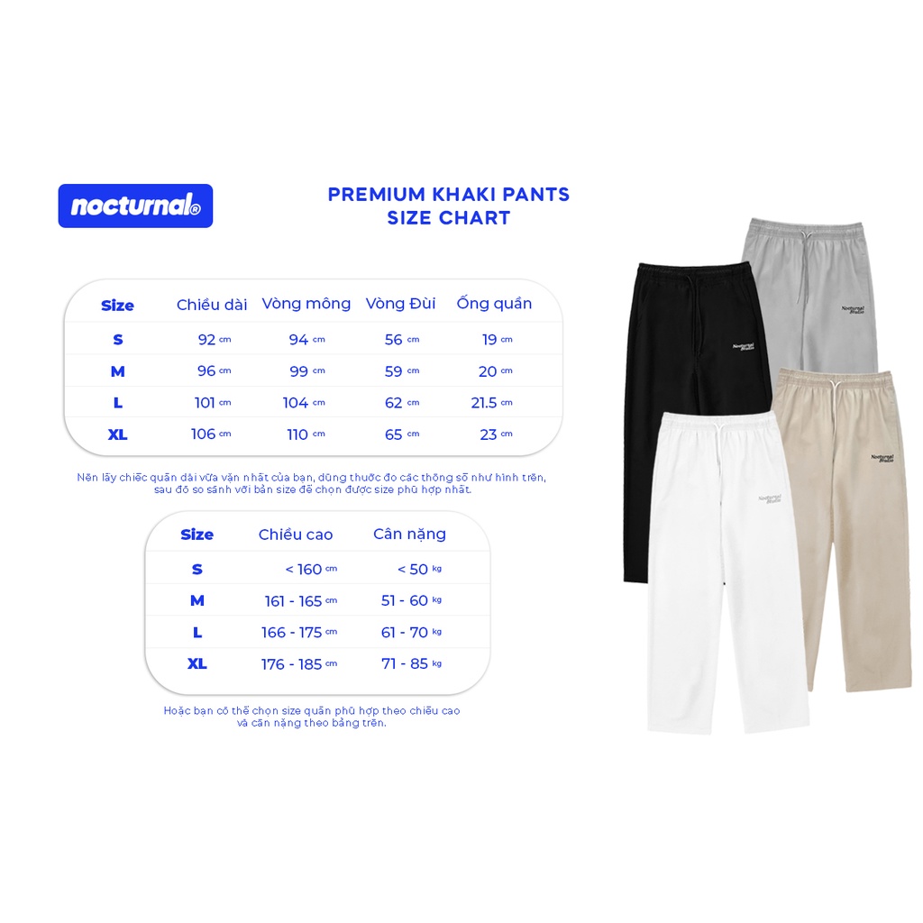 Quần Kaki Dài Ống Rộng Thêu Basic NOCTURNAL Nam Nữ Unisex Local Brand