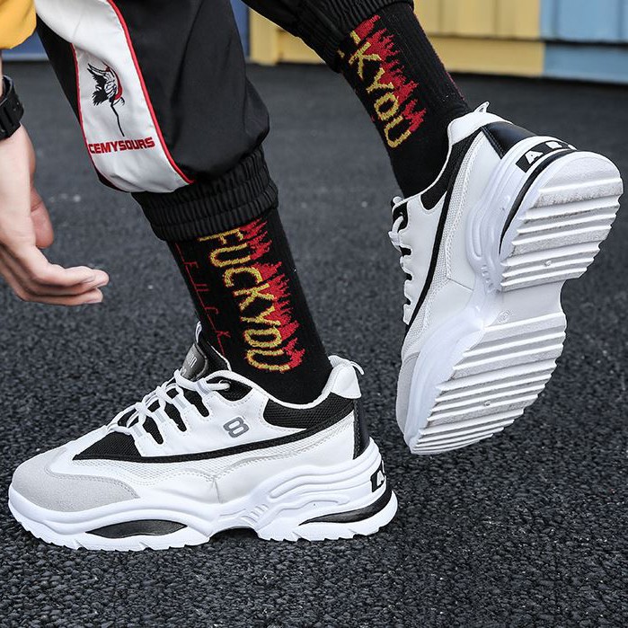 Giày sneaker nam Tonizo A18Đ màu trắng đen,đế cao su đúc 5cm êm ái, lót hơi thoáng khí | BigBuy360 - bigbuy360.vn