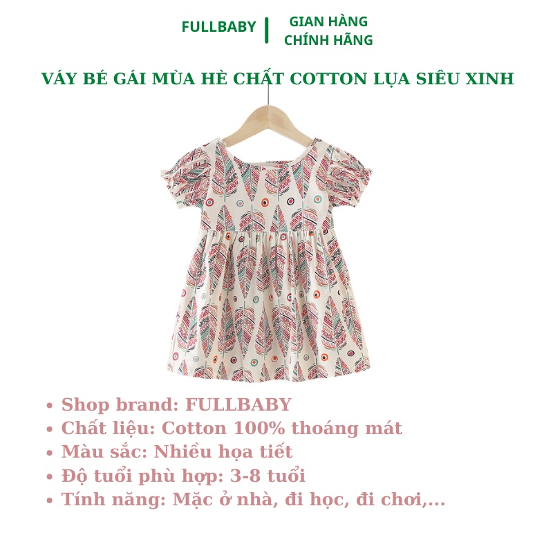 Váy bé gái mùa hè chất cotton lụa thoáng mát tay bồng nhiều mẫu siêu xinh mới nhất 2022