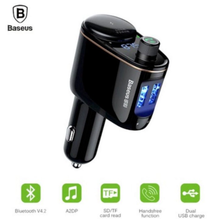 Sản Phẩm  Tẩu nghe nhạc ô tô tương hiệu Baseus CCALL-RH01: Bluetooth V4.2, cổng sạc lên đến 3.4A .