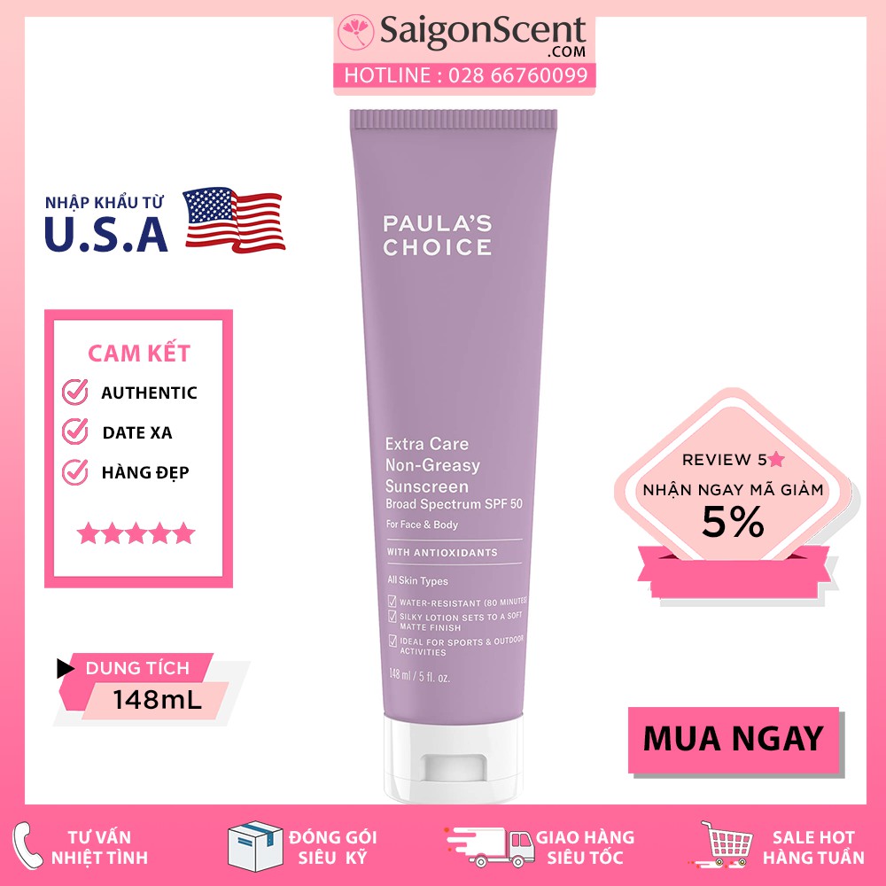 Kem chống nắng Paula's Choice Extra Care Non-Greasy Sunscreen SPF 50 ( 148mL )