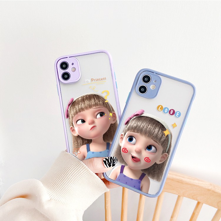 Ốp lưng iphone Baby Girl nhám viền nổi cong 5/5s/6/6plus/6s/6splus/7/7plus/8/8plus/x/xr/xs/11/12/pro/max/plus/promax