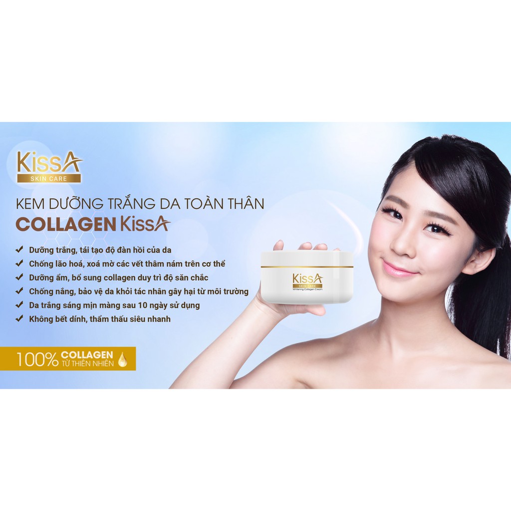 KEM DƯỠNG TRẮNG DA TOÀN THÂN COLLAGEN BODY WHITENING CREAM KISSA 200 GRAM