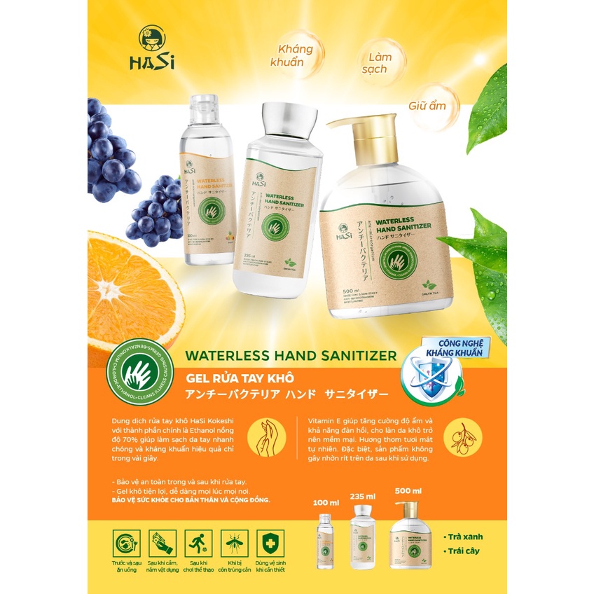 Gel Rửa Tay Khô Hasi Kokeshi Waterless Hand Sanitizer 100ml
