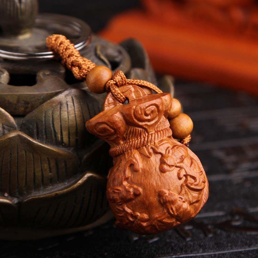 Móc Chìa Khóa Bằng Gỗ Khắc Hình Phật May Mắn