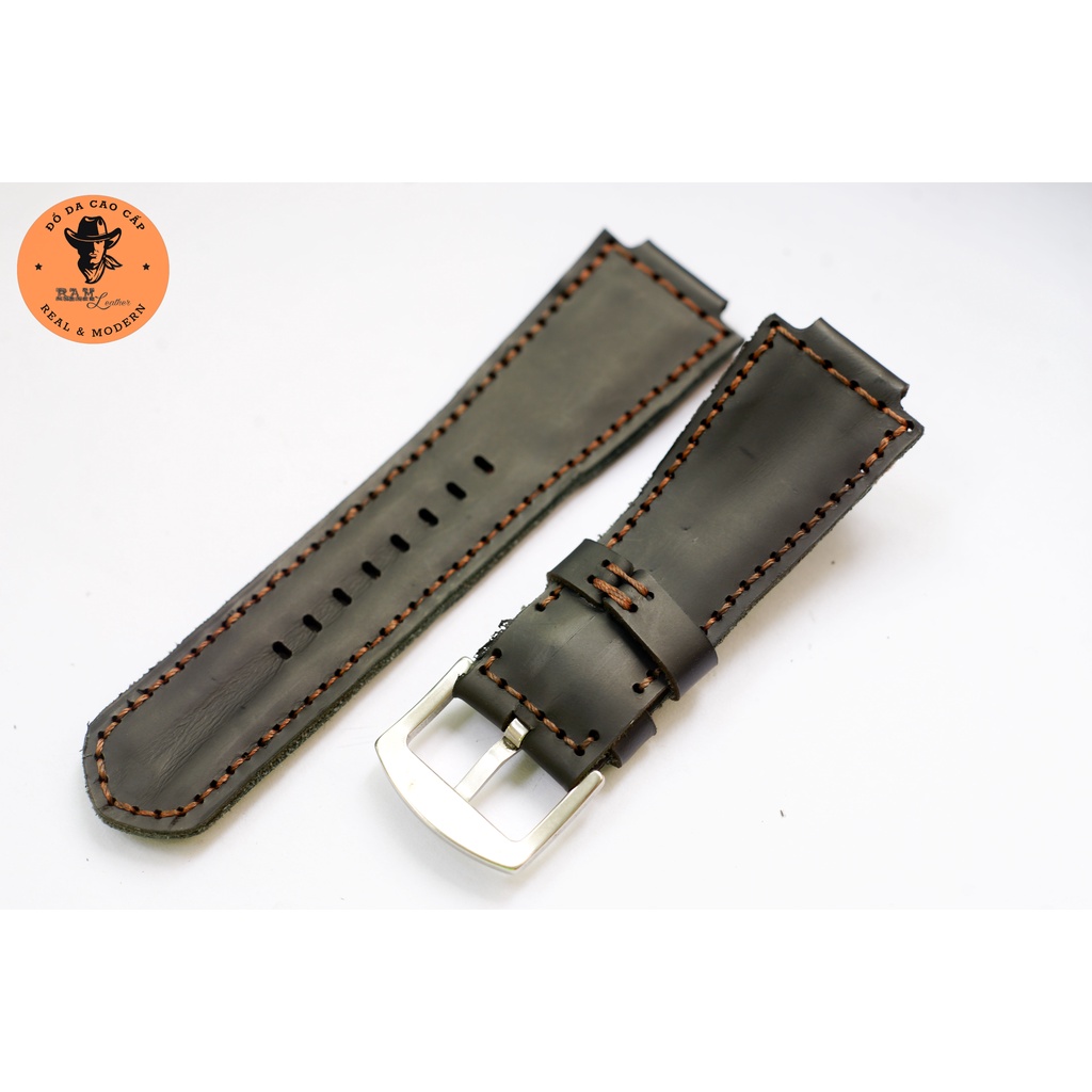 Dây đồng hồ da thật cho G-shock màu đen - RAM Leather Bền Đẹp