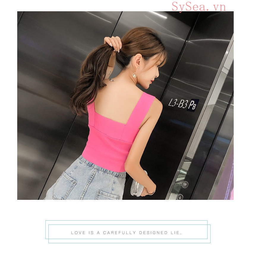 Áo Hai Dây Dệt Kim Thiết Kế Quyến Rũ Cho Nữ