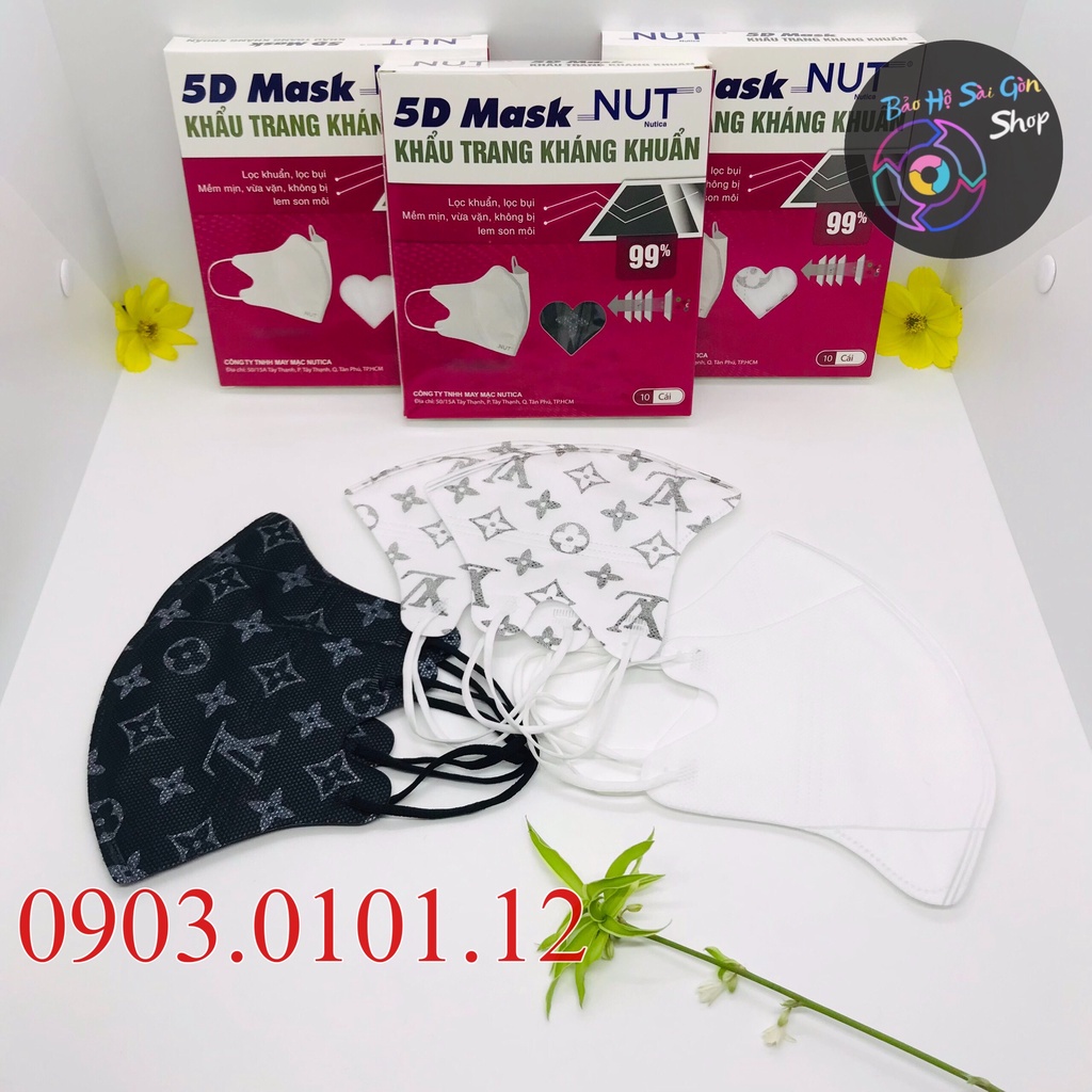 Khẩu trang 5d người lớn NUT chính hãng, 5d mask Hàn Quốc hàng có sẵn nhiều họa tiết mới hộp 10 cái