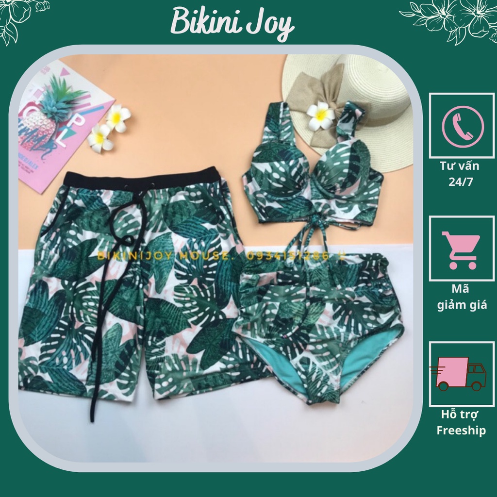 Bikini cặp đi biển lá cọ nâng ngực