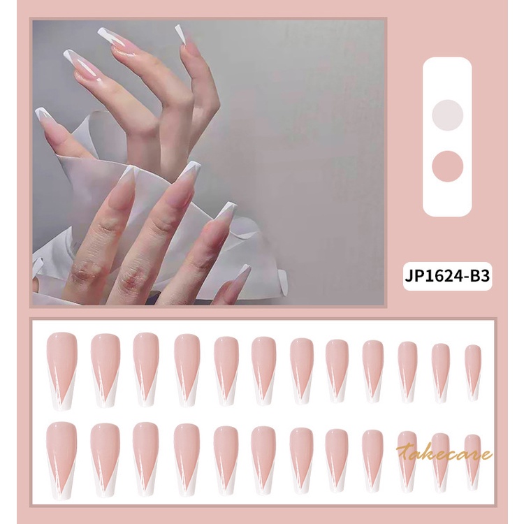 (Hàng Mới Về) Set 24 Móng Tay Giả Đầu Vuông Siêu Dài Thời Trang
