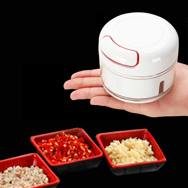 Dụng cụ xay nghiền tỏi ớt mini food choper (Trắng tròn) kéo dây | BigBuy360 - bigbuy360.vn