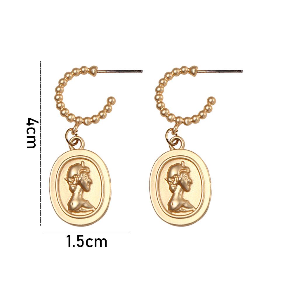 Bông Tai Hợp Kim VANES1 Hình Oval Ngọt Ngào Phong Cách Vintage Cho Nữ