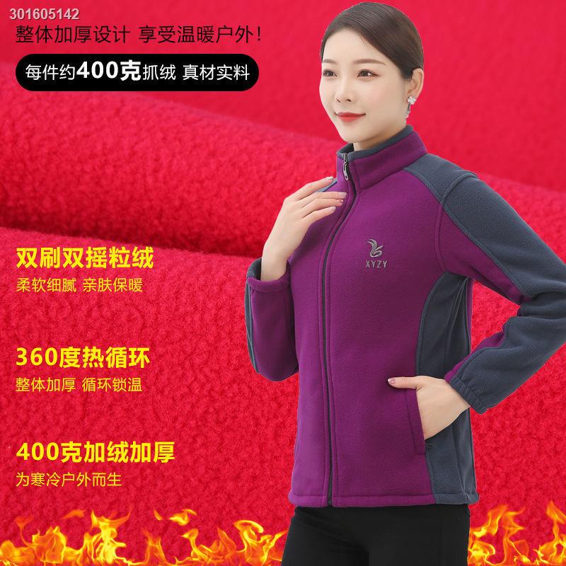Spring and autumn new polar fleece middle-aged and elderly stitching jacket casual cardigan women s fleece warmth thickening women s jacket